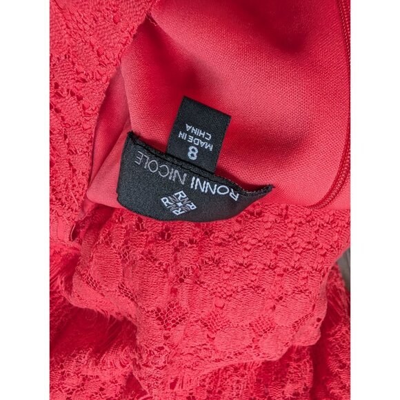 Ronnie Nicole Coral Womens Lace Sleeveless Sheath Dress Size 8 - Picture 6 of 7